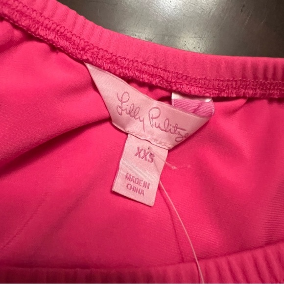 Lilly Pulitzer La Fortuna Off Shoulder Romper hot pink Tassels - Picture 11 of 15